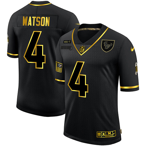 Houston Texans #4 Deshaun Watson Men Nike 2020 Salute To Service Golden Limited NFL black Jerseys
